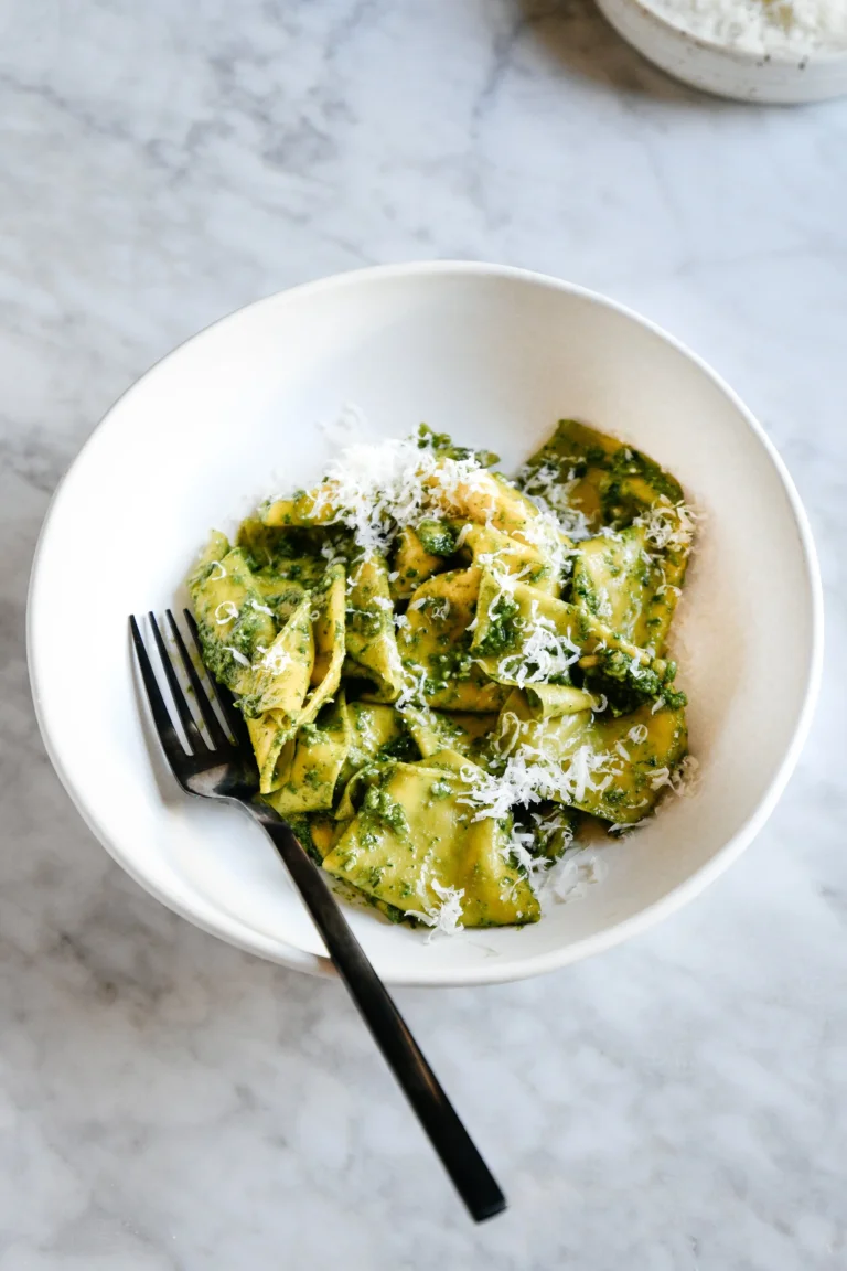 Silk Handkerchiefs with Kale Pesto