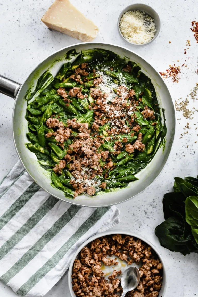 Spinach and Sausage Garganelli