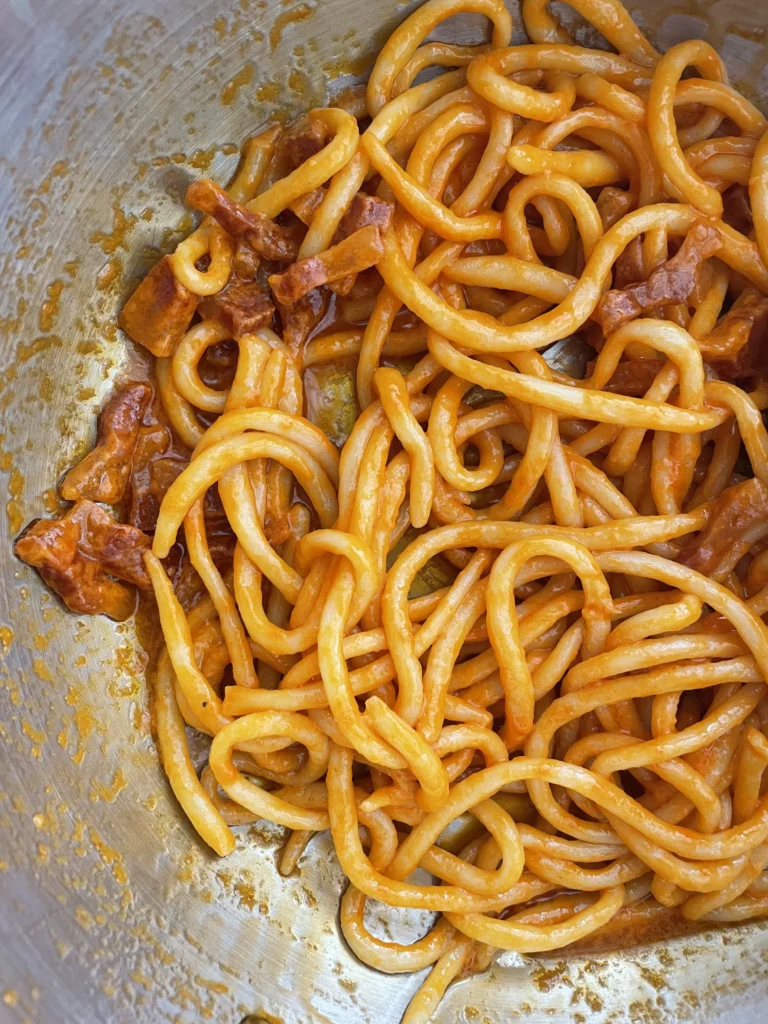 Pici with Guanciale and Tomato Butter