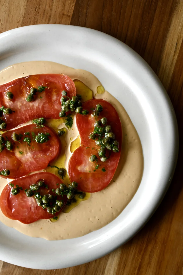 Tomato with fermented chilli tonnato sauce