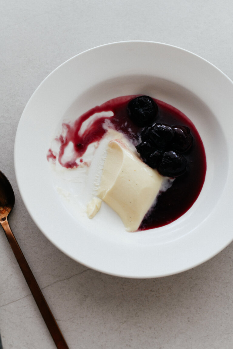 Panna Cotta with Cherry Compote