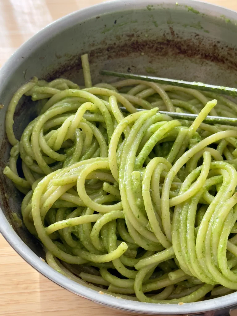 Caramelised lemon pesto pasta