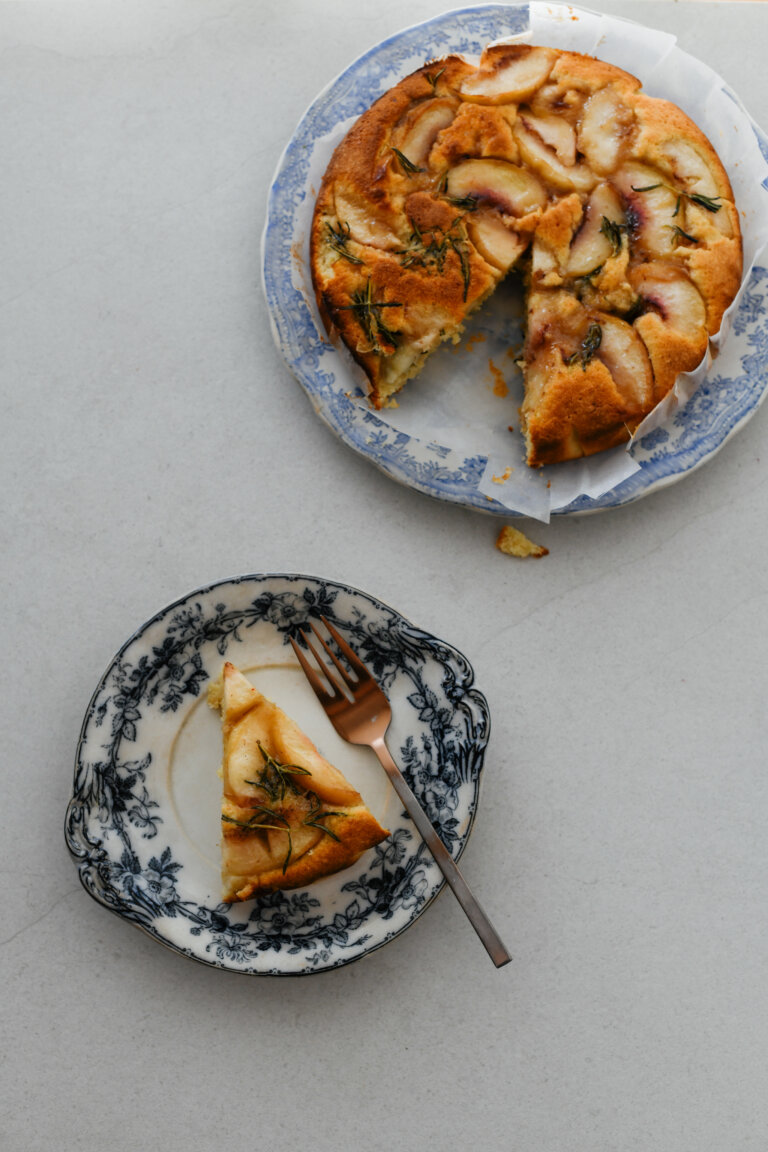 Peach and rosemary cake