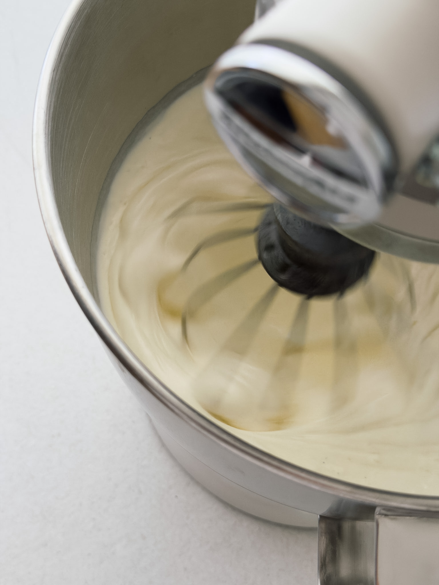 Thickened cream, vanilla and a pinch of flakey salt whisked to medium peaks in a stand mixer. 
