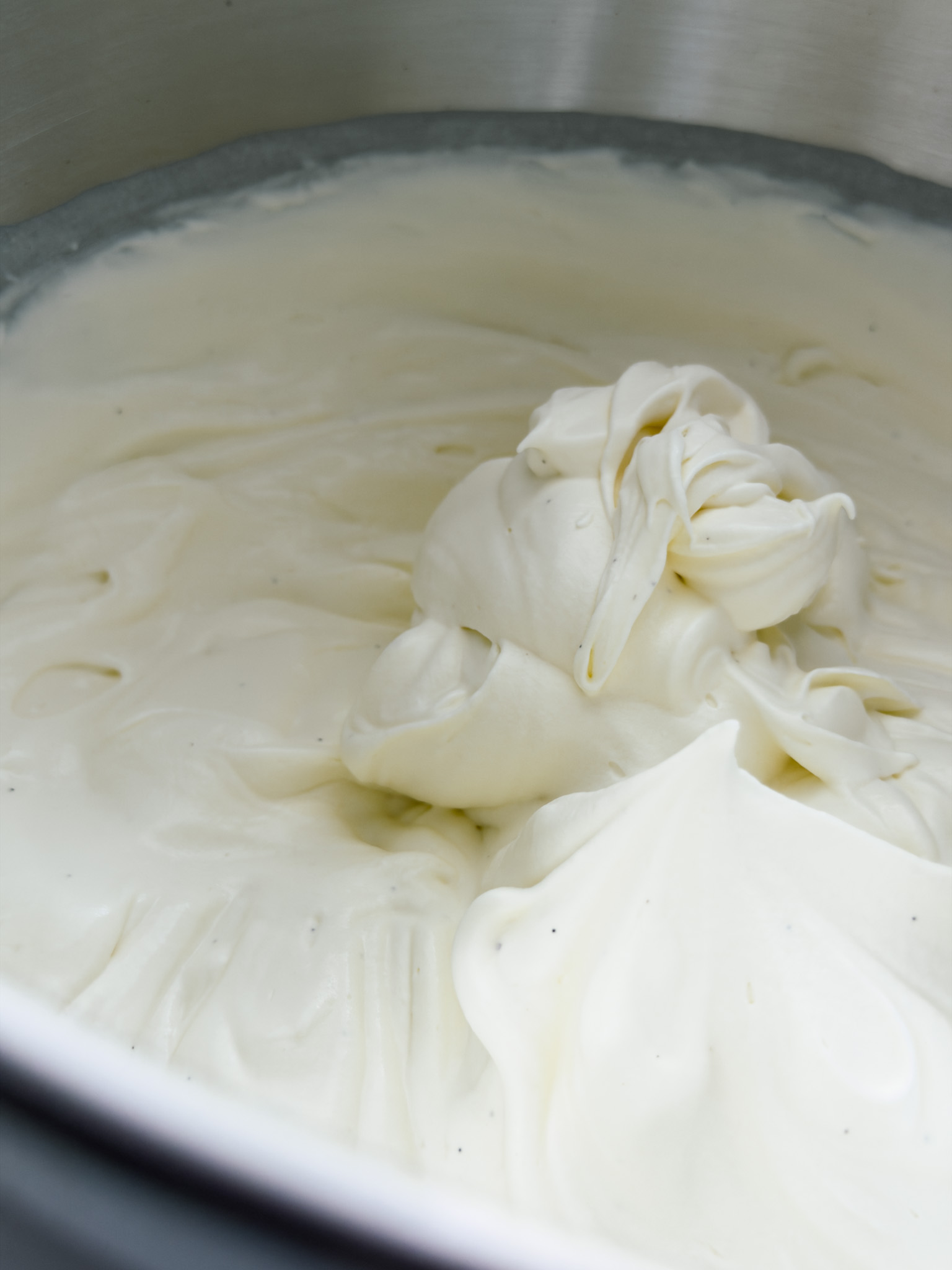 Thickened cream whipped to medium peaks. 